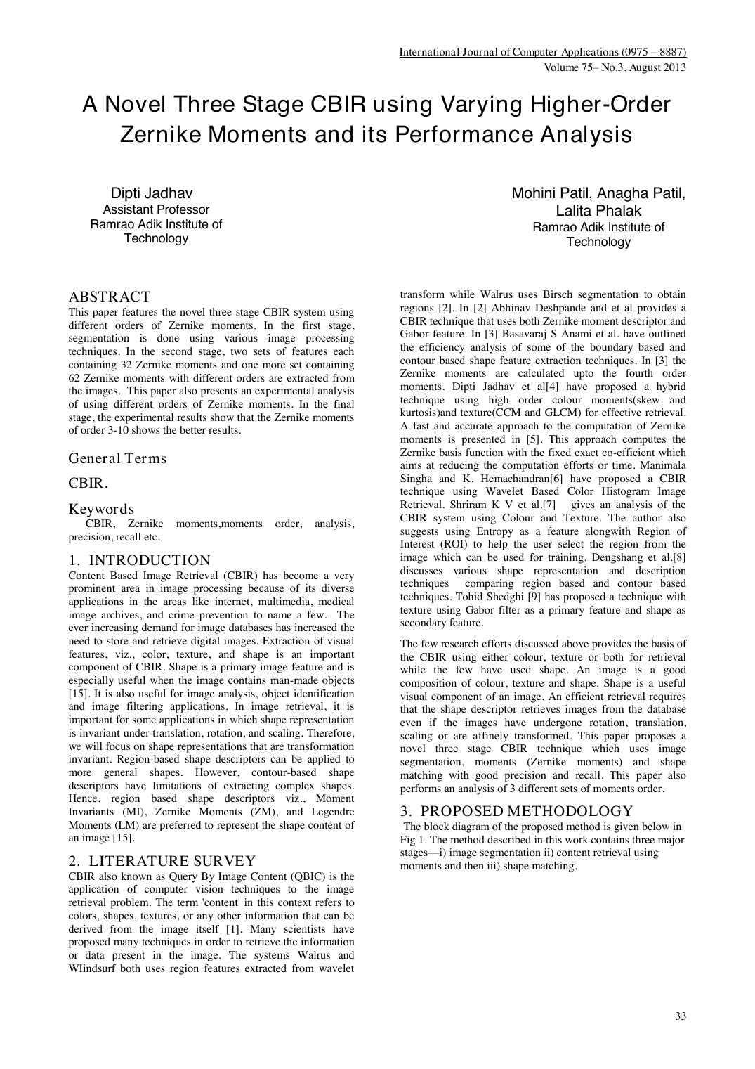 First page of the Zernike moments CBIR paper